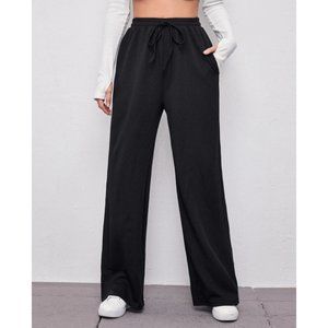 SHEIN Drawstring Waist Wide Leg Pants